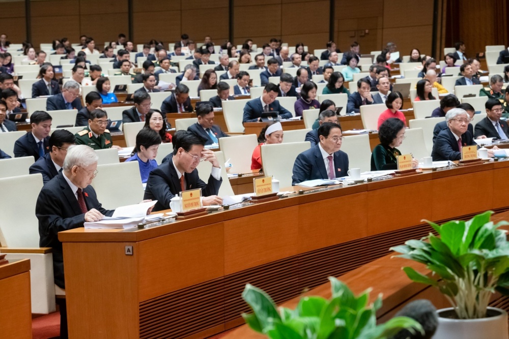 Tổng bí thư Nguyễn Phú Trọng và các đại biểu lãnh đạo cấp cao của Đảng, Nhà nước tham dự kỳ họp
