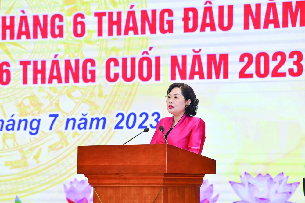 Thống đốc NHNN Nguyễn Thị Hồng phát biểu khai mạc Hội nghị