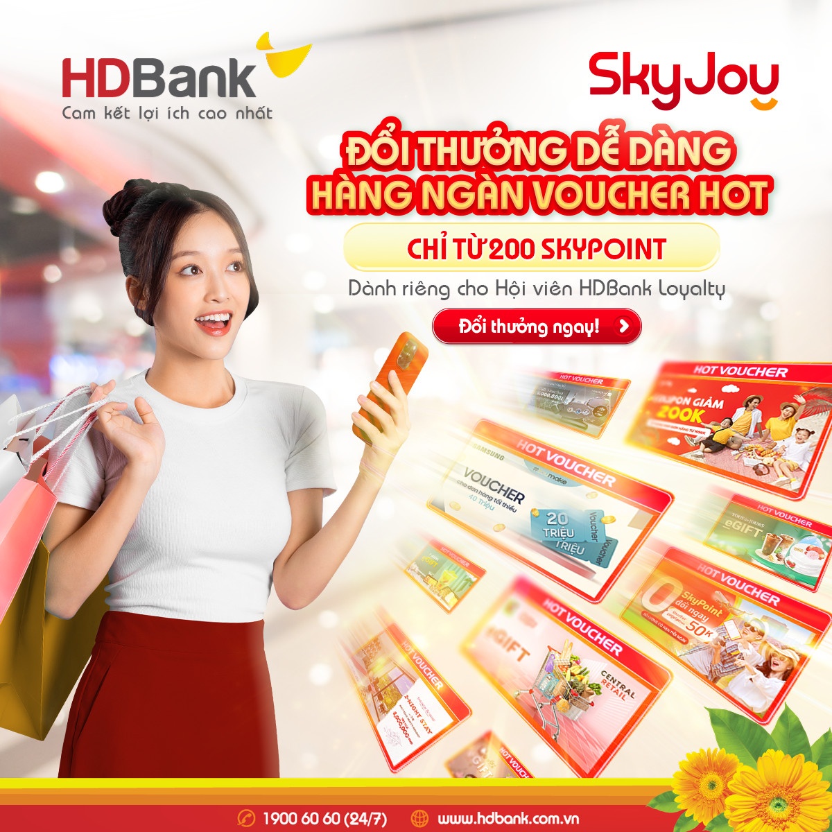 Người dùng mới đăng ký Khách hàng thân thiết HDBank sẽ được tặng điểm thưởng để đổi vé bay Vietjet Air dễ dàng