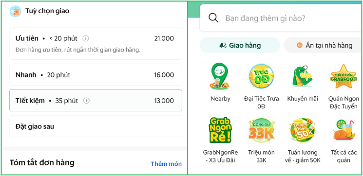 GrabFood thử nghiệm tính năng 'Lựa chọn giao hàng'