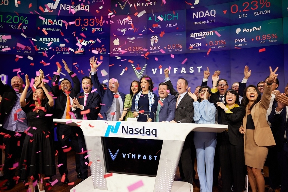 Cổ phiếu VinFast (VFS) chính thức niêm yết trên sàn NASDAQ hồi tháng 8 - Ảnh: VinFast