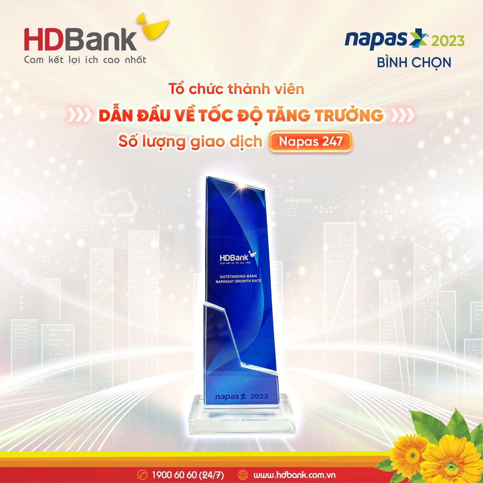 HDBank được vinh danh về tốc độ tăng trưởng giao dịch NAPAS 247