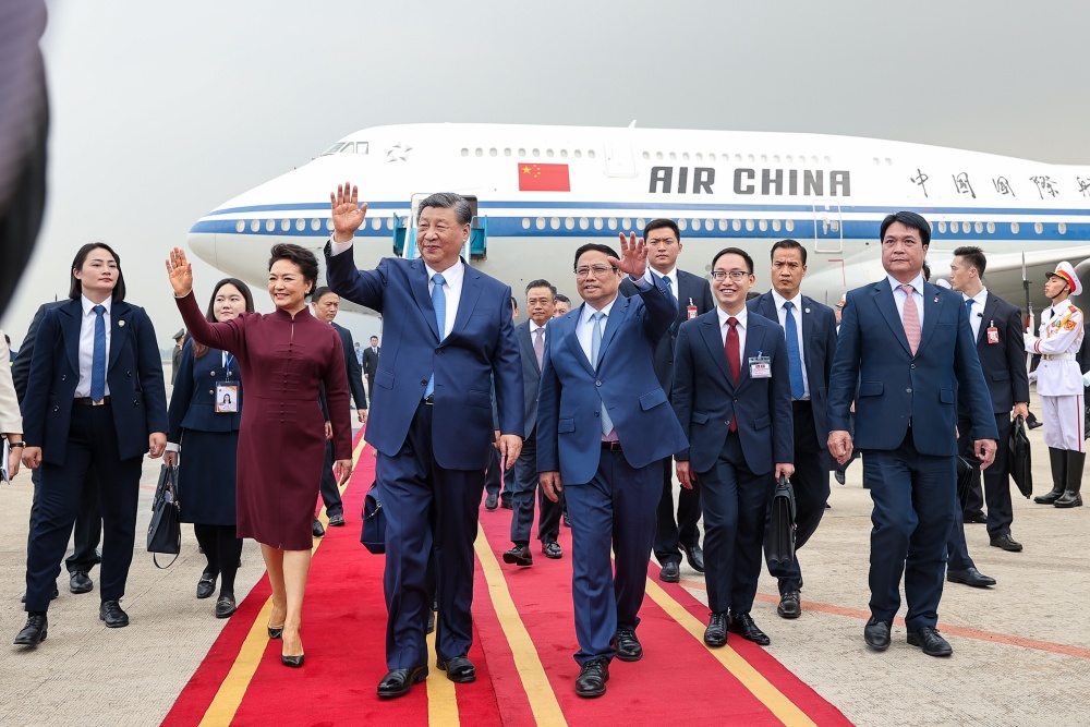 Đây là chuyến thăm cấp Nhà nước lần thứ ba của đồng chí Tập Cận Bình đến Việt Nam trên cương vị Tổng Bí thư, Chủ tịch nước Cộng hòa nhân dân Trung Hoa - Ảnh: VGP/Nhật Bắc