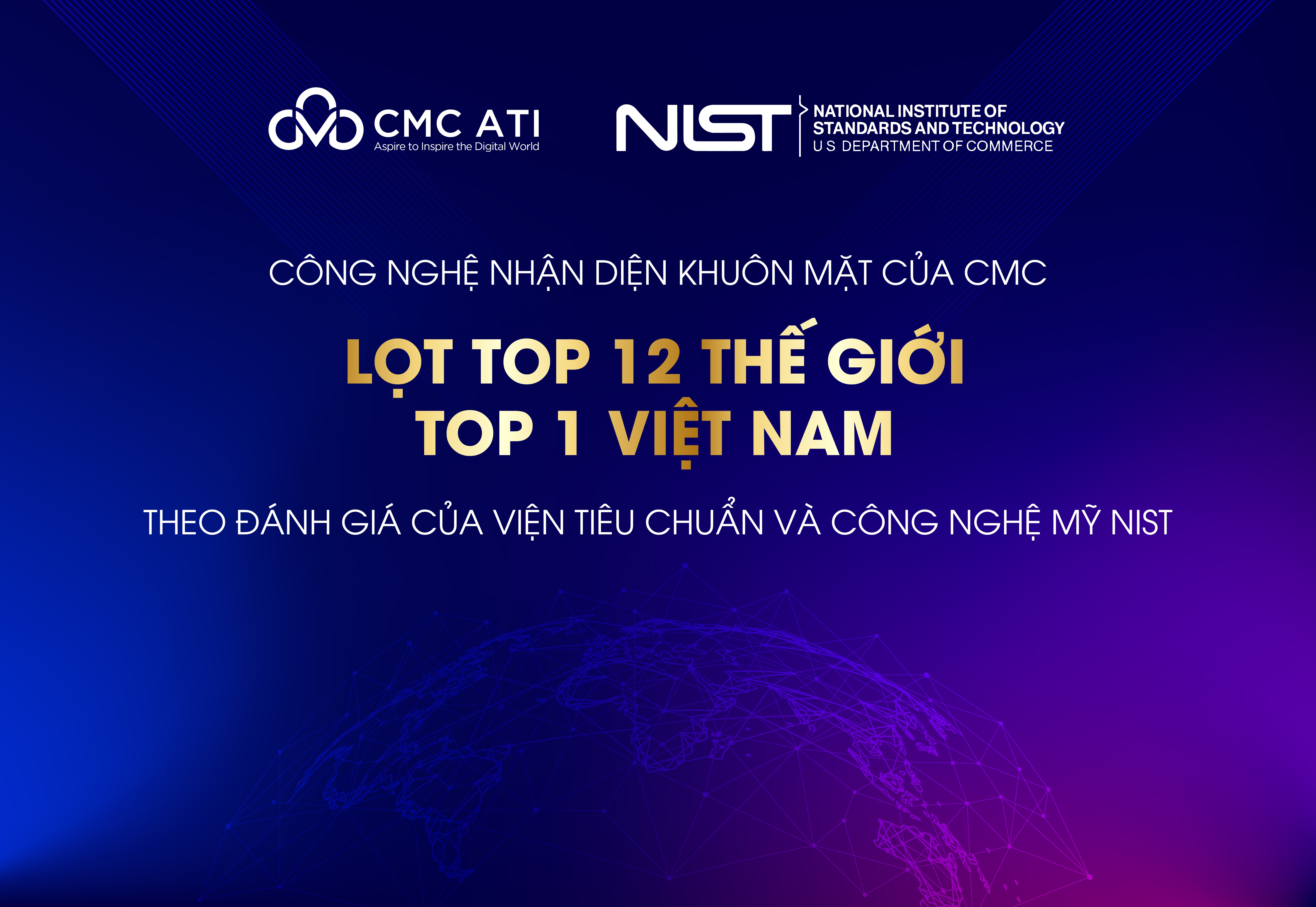 Công nghệ nhận diện khuôn mặt của CMC lọt top 12 thế giới và top 1 Việt Nam theo đánh giá của NIST. 