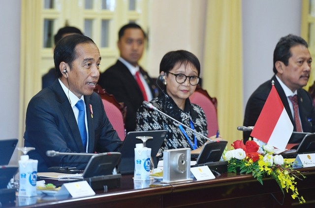 Tổng thống Indonesia khẳng định coi trọng và mong muốn tăng cường hơn nữa quan hệ hữu nghị truyền thống và hợp tác với Việt Nam - Ảnh: VGP/Nhật Bắc