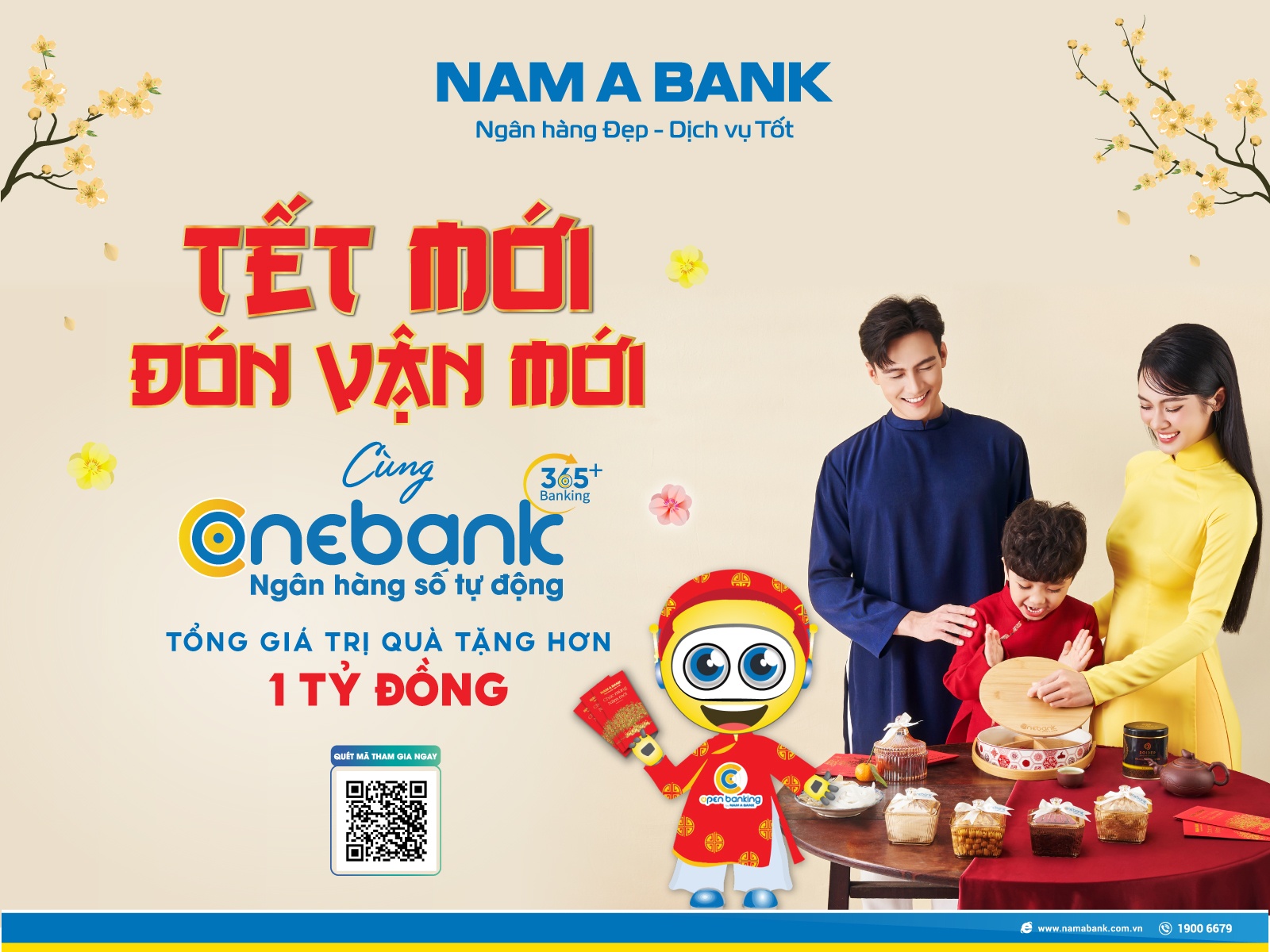 Chương trình khuyến mãi “Tết mới – Đón vận mới” được triển khai tại ONEBANK  by Nam A Bank trên toàn hệ thống.