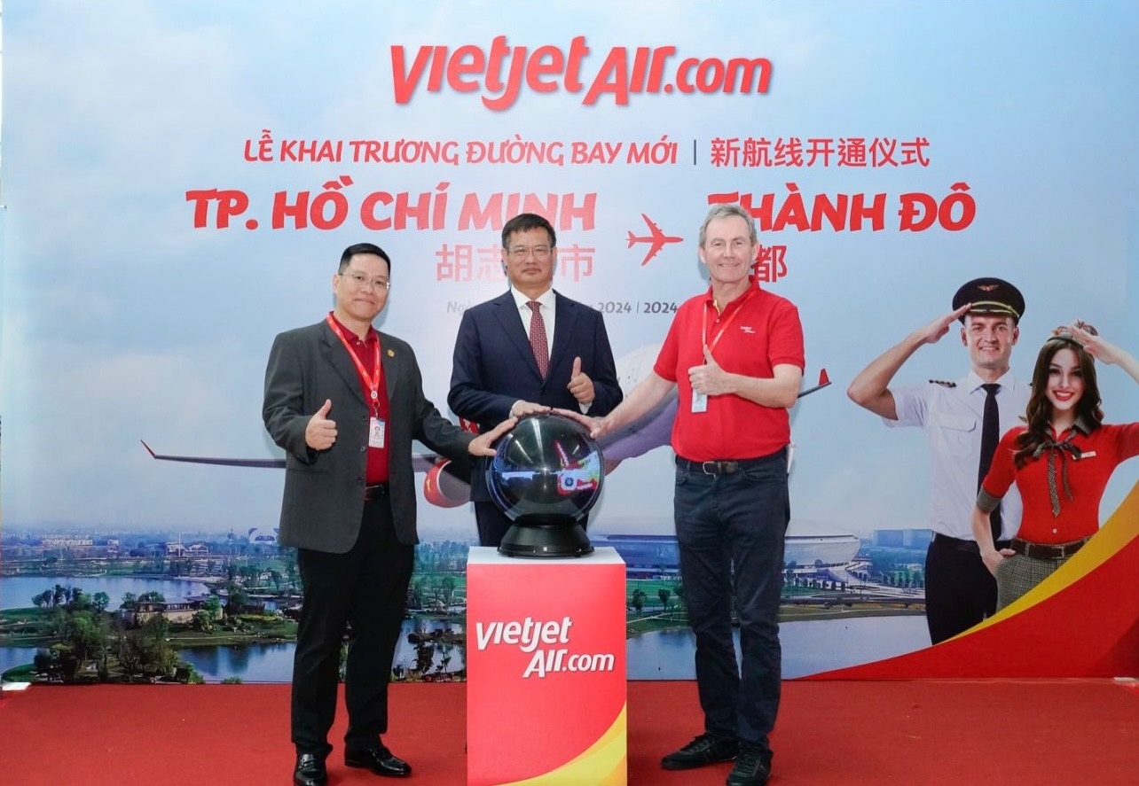Chào năm mới, Vietjet khai trương đường bay TP. Hồ Chí Minh - Thành Đô (Trung Quốc)