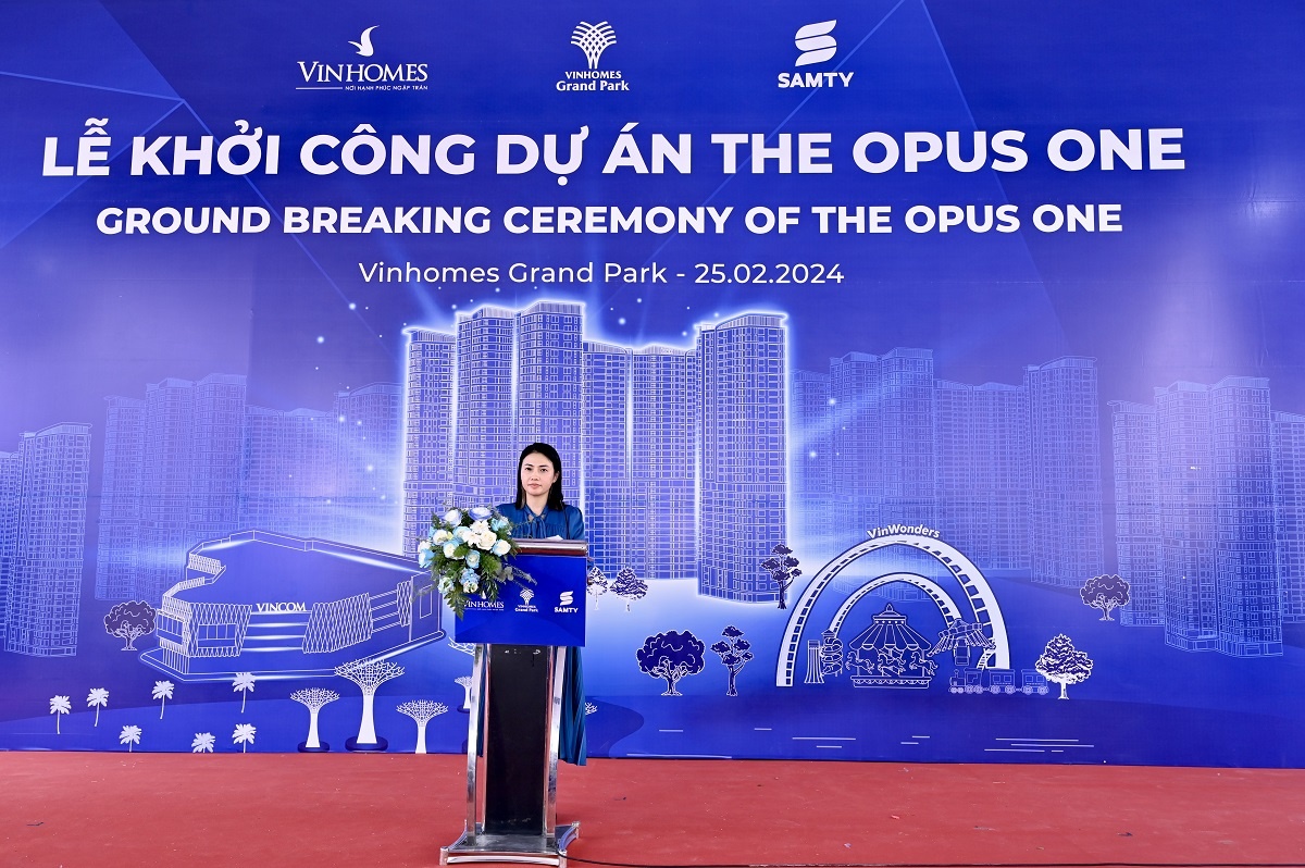 Đại diện chủ đầu tư Vinhomes chia sẻ tại buổi lễ khởi công xây dựng dự án The Opus One