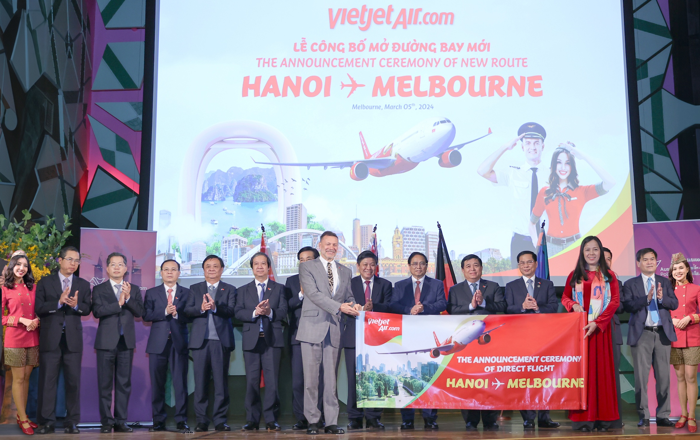 Vietjet công bố đường bay kết nối Hà Nội - Melbourne trước sự chứng kiến của Thủ tướng Chính phủ Phạm Minh Chính