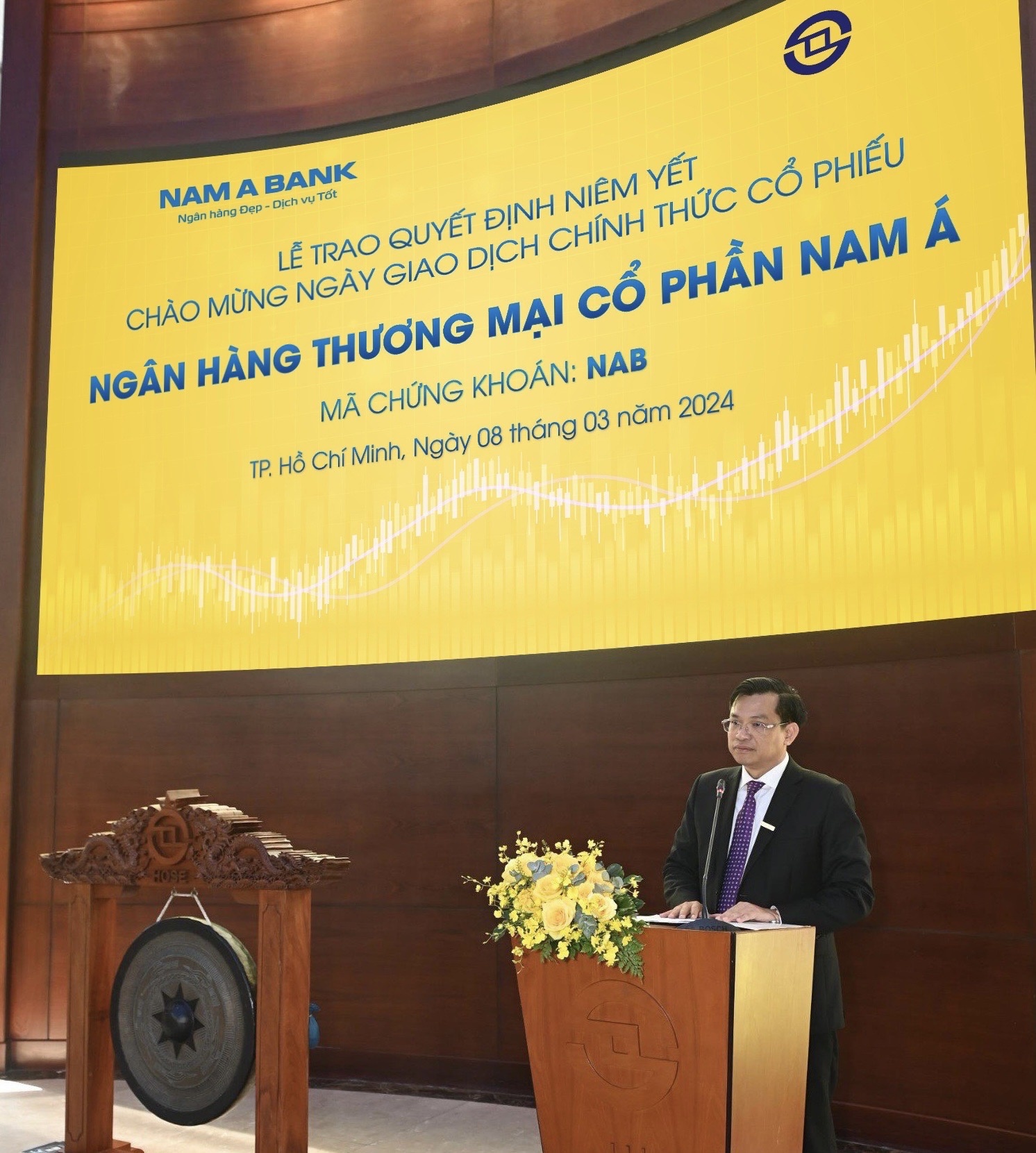 Ông Trần Ngọc Tâm - Phó Chủ tịch Hội đồng Quản trị kiêm Tổng Giám đốc Nam A Bank phát biểu tại sự kiện.