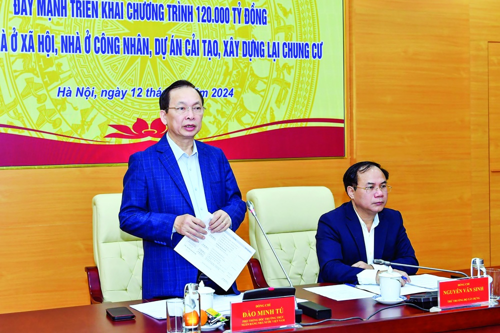 Phó Thống đốc Thường trực NHNN Đào Minh Tú  phát biểu tại hội nghị