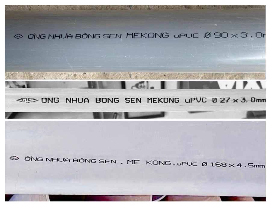 Mẫu ống nhựa xâm phạm quyền nhãn hiệu Ống nhựa Hoa Sen thu được tại cơ sở Hoàng Anh