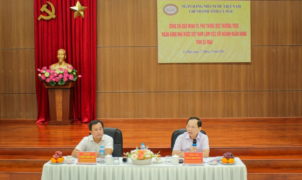 Phó Thống đốc Thường trực Đào Minh Tú làm việc với ngành Ngân hàng tỉnh Cà Mau