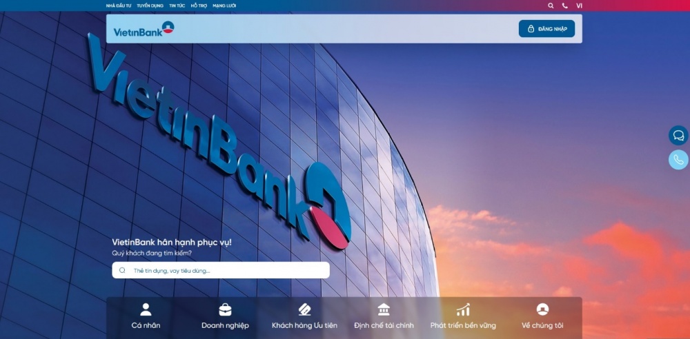 Trang chào ấn tượng biểu đạt vị thế và bản sắc của VietinBank