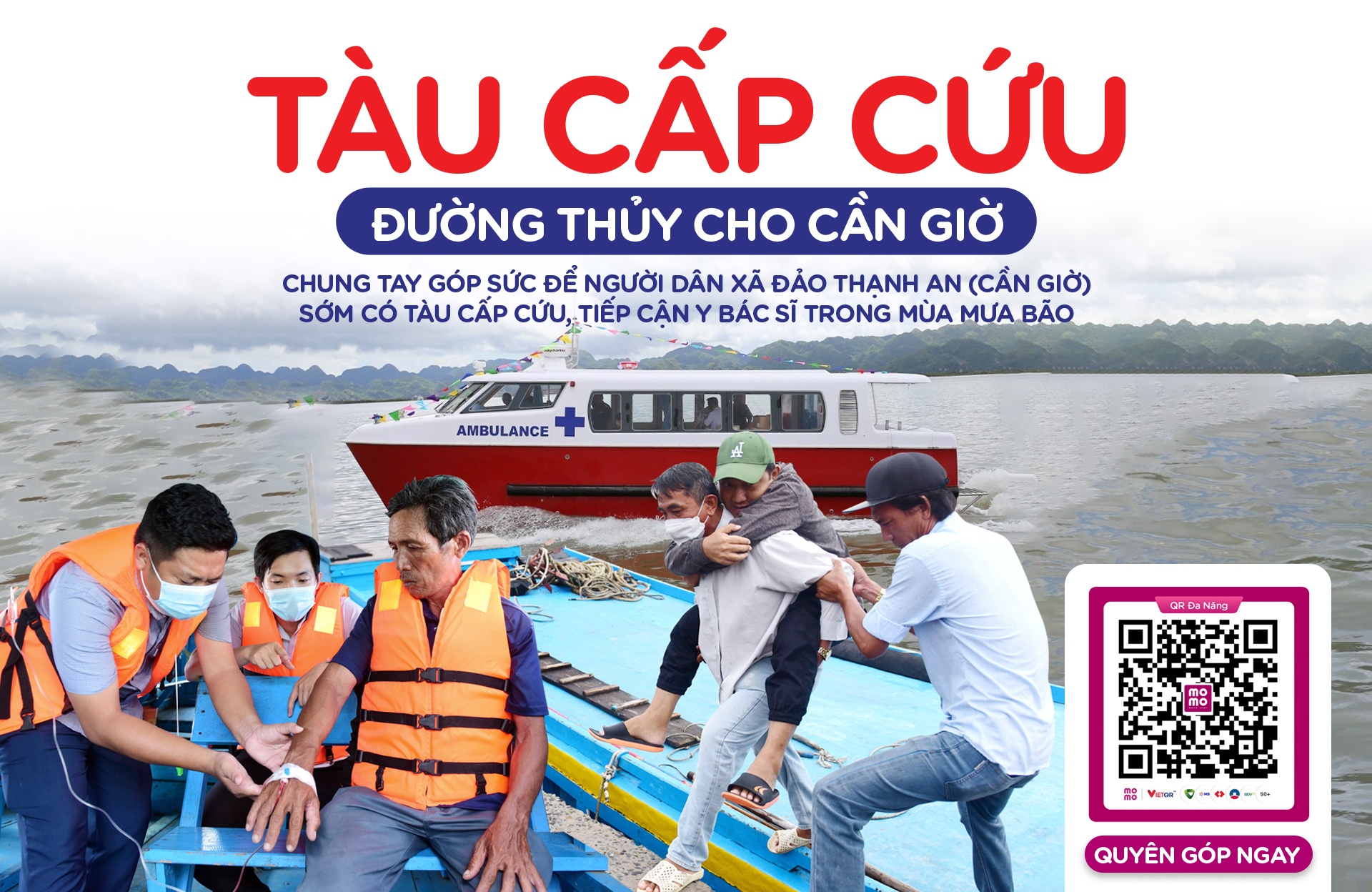 MoMo kêu gọi các nhà hảo tâm chung tay giúp người dân xã đảo Thạnh An (huyện Cần Giờ, TP Hồ Chí Minh) sớm có tàu cấp cứu, tiếp cận y bác sĩ trong mùa mưa bão 