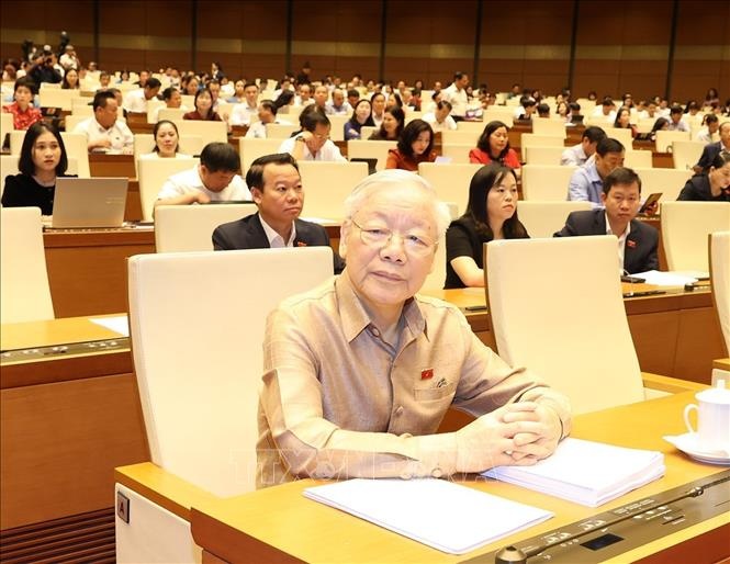 Tổng Bí thư Nguyễn Phú Trọng dự phiên chất vấn và trả lời chất vấn ngày 7/11/2023. Ảnh: Trí Dũng/TTXVN
