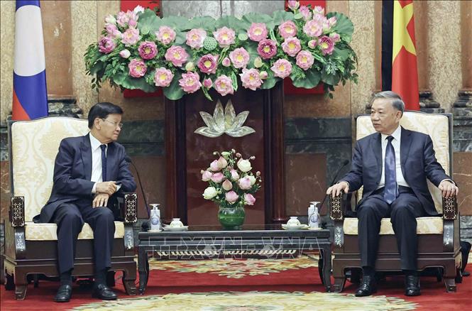 Chủ tịch nước Tô Lâm tiếp Tổng Bí thư, Chủ tịch nước Lào Thongloun Sisoulith- Ảnh 2.