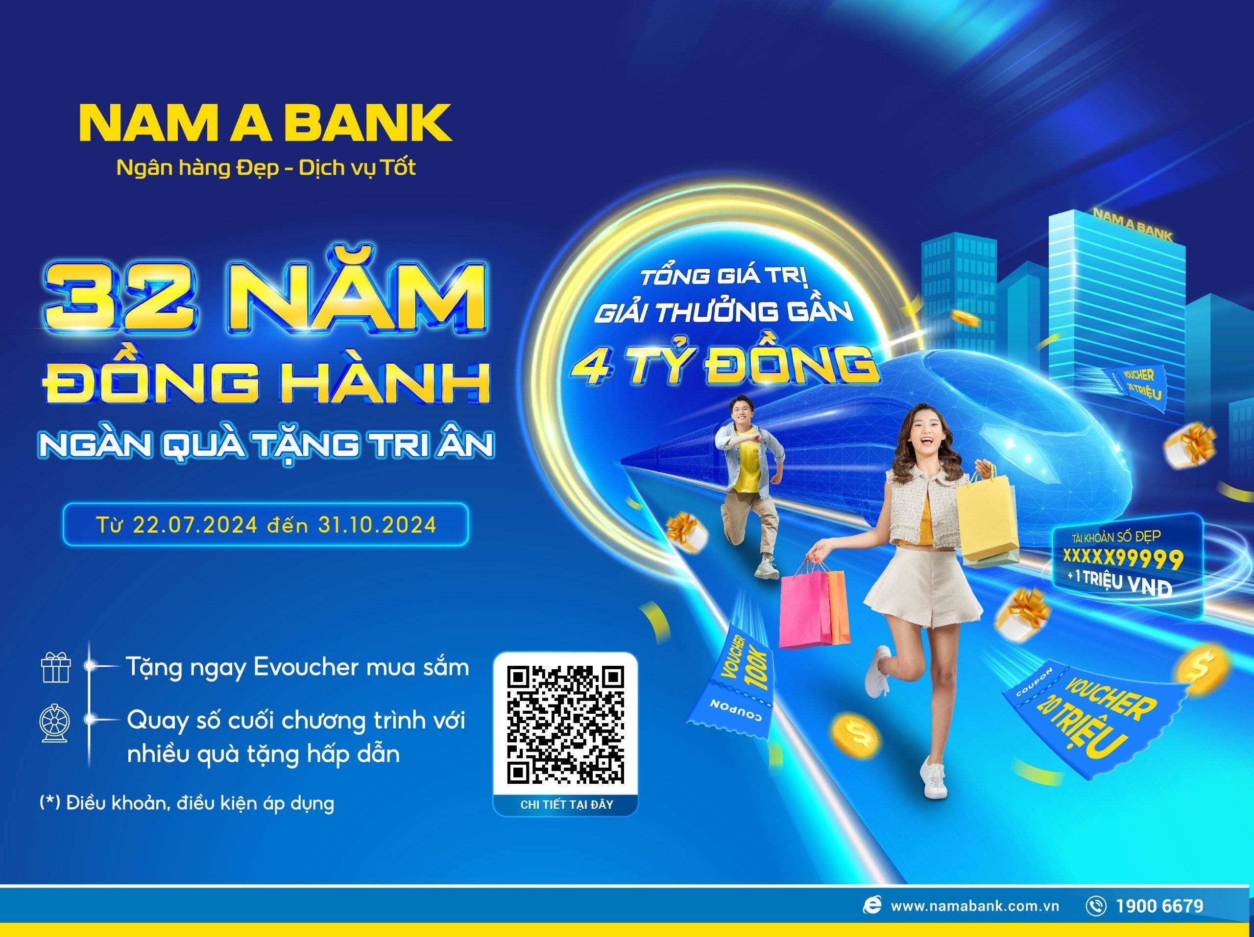 Kỷ niệm 32 năm thành lập, Nam A Bank tung ưu đãi trị giá lên đến 4 tỷ đồng.