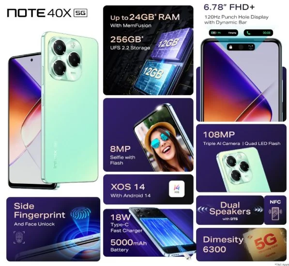 Infinix NOTE 40X 5G ra mắt, giá từ 4,4 triệu đồng