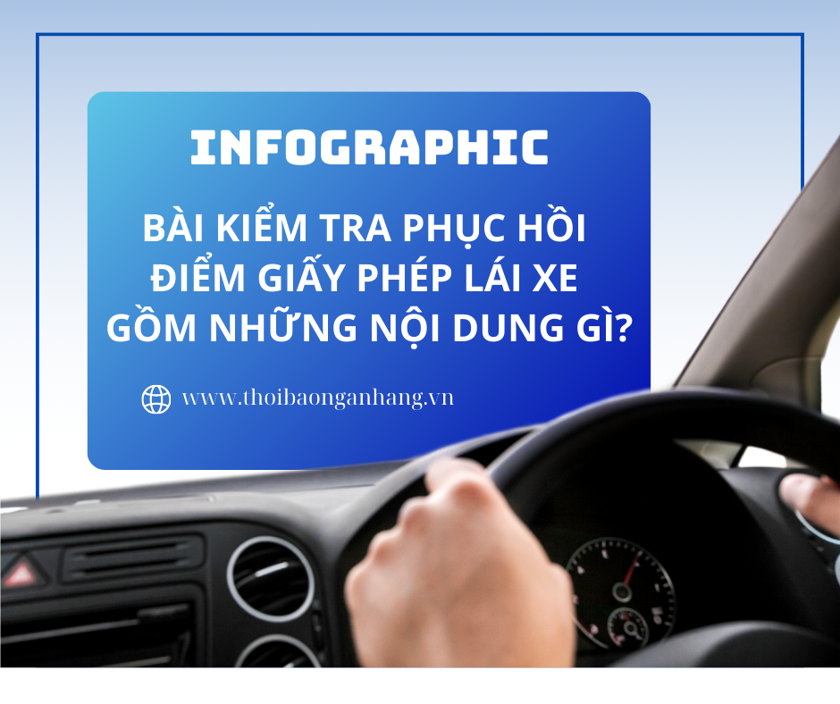 [Infographic] Bài kiểm tra phục hồi điểm giấy phép lái xe gồm những nội dung gì?