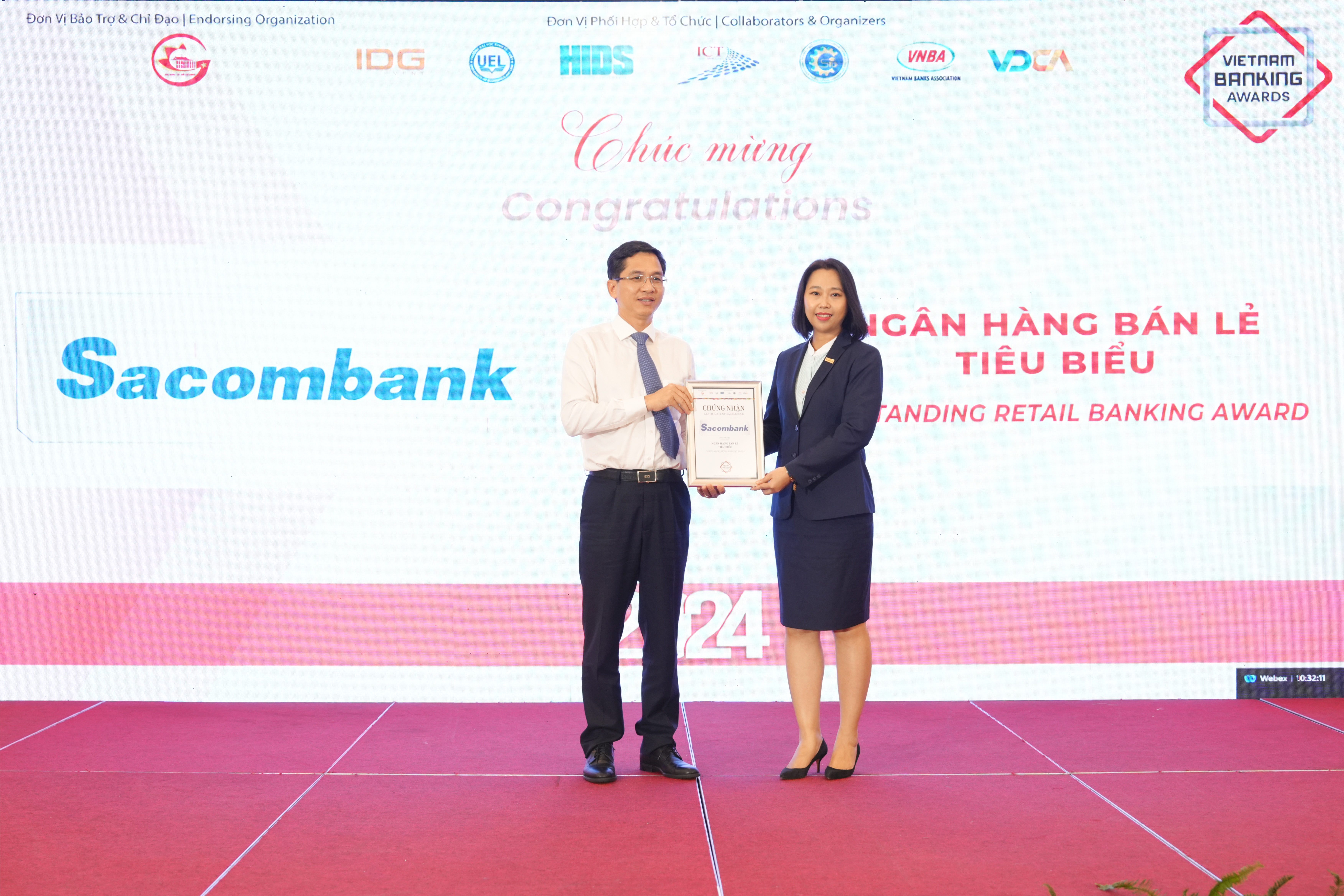 Sacombank 7 năm liên tiếp được vinh danh tại giải thưởng ngân hàng Việt Nam tiêu biểu