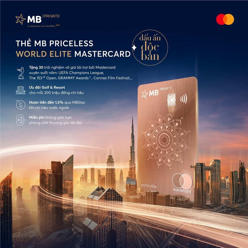 MB và Mastercard ra mắt thẻ tín dụng MB Priceless World Elite Mastercard