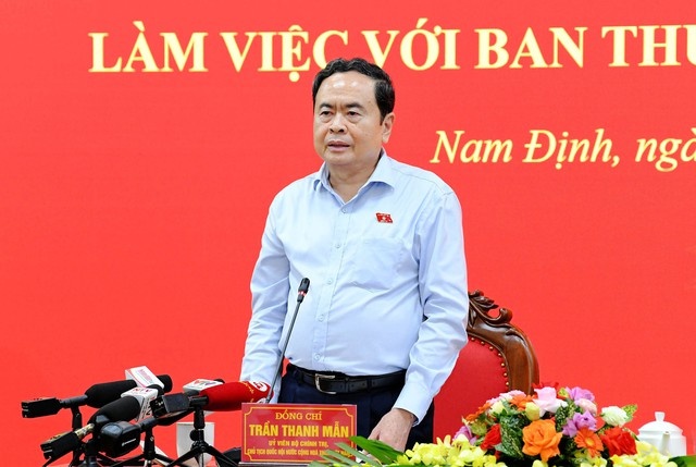 Chủ tịch Quốc hội Trần Thanh Mẫn phát biểu tại cuộc làm việc.