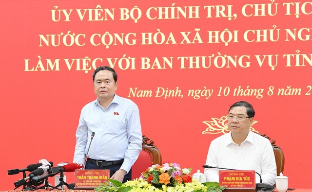 Chủ tịch Quốc hội Trần Thanh Mẫn phát biểu tại cuộc làm việc