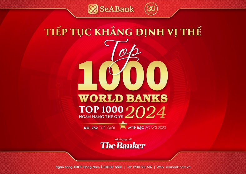 SeABank liên tục xếp hạng 'Top 1000 Ngân hàng thế giới'