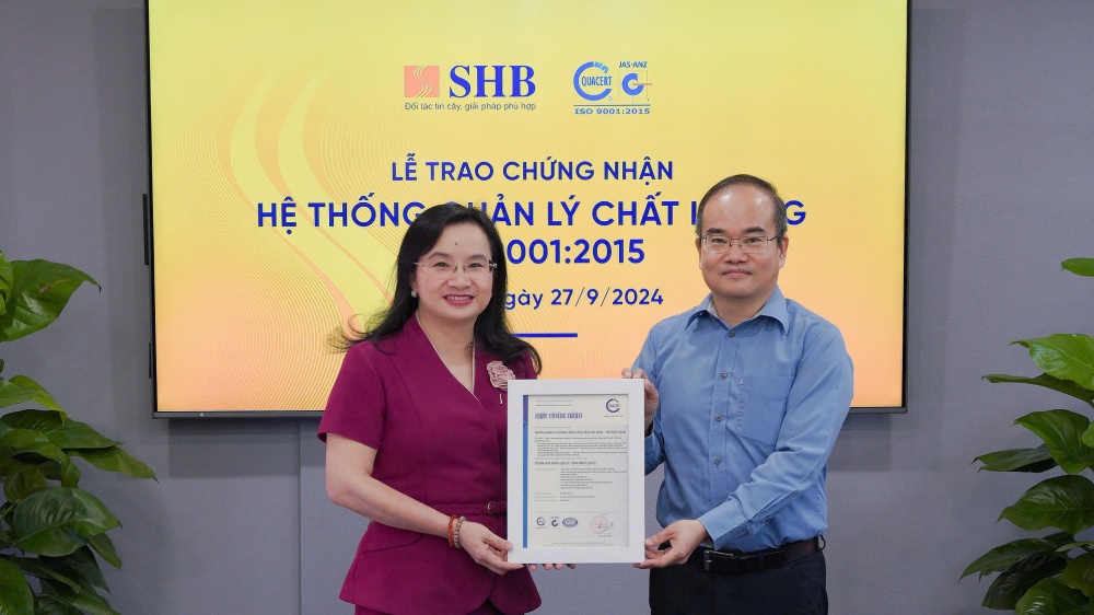 Hệ thống quản lý chất lượng của SHB đạt chuẩn ISO 9001:2015