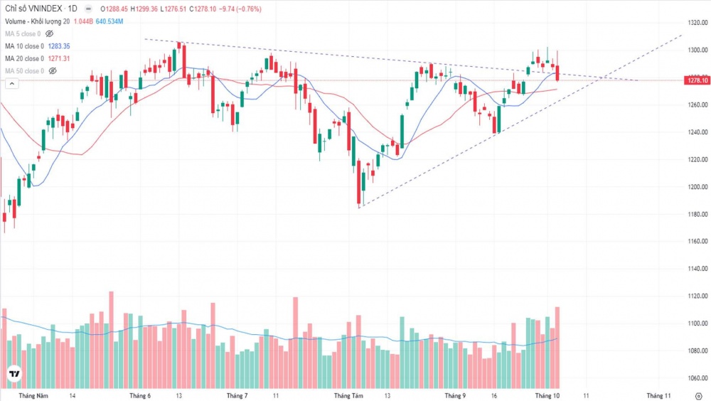 Không vượt được mốc 1.300, VN-Index quay đầu giảm gần 10 điểm