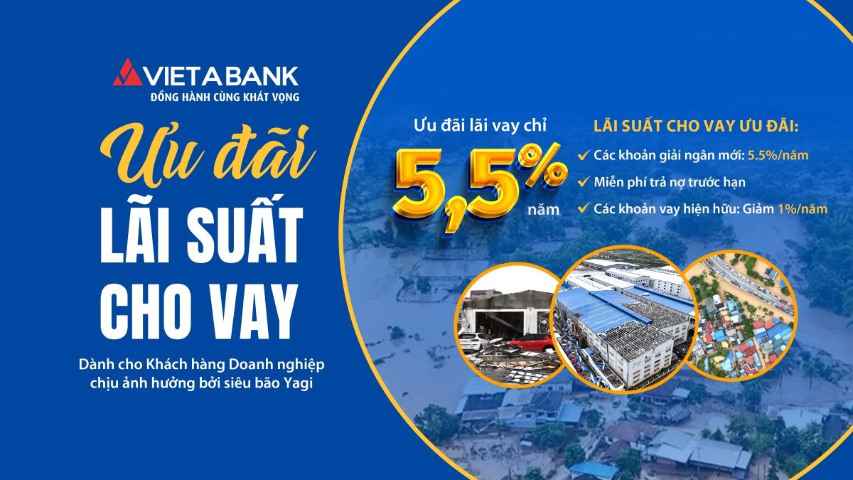 VietABank giảm lãi suất dành cho khách hàng cá nhân và doanh nghiệp bị ảnh hưởng bởi bão Yagi