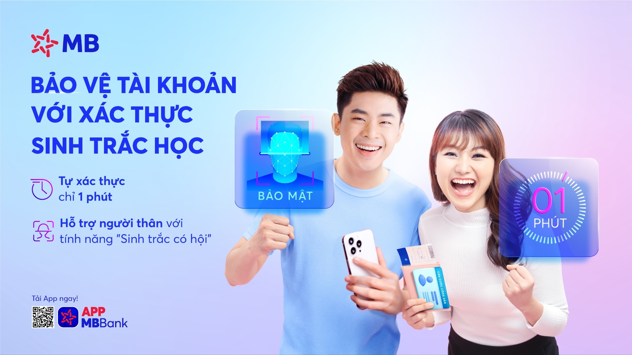 MB hỗ trợ đa dạng cách thức giúp khách hàng chủ động cập nhật sinh trắc học trên App MBBank.