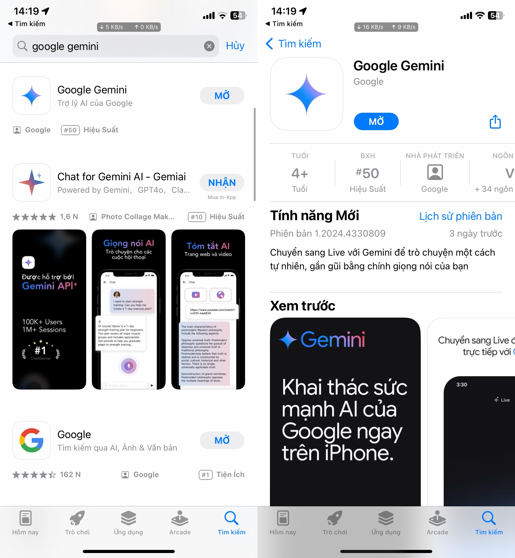 Ứng dụng Google Gemini đã khả dụng trên App Store tại thị trường Việt Nam