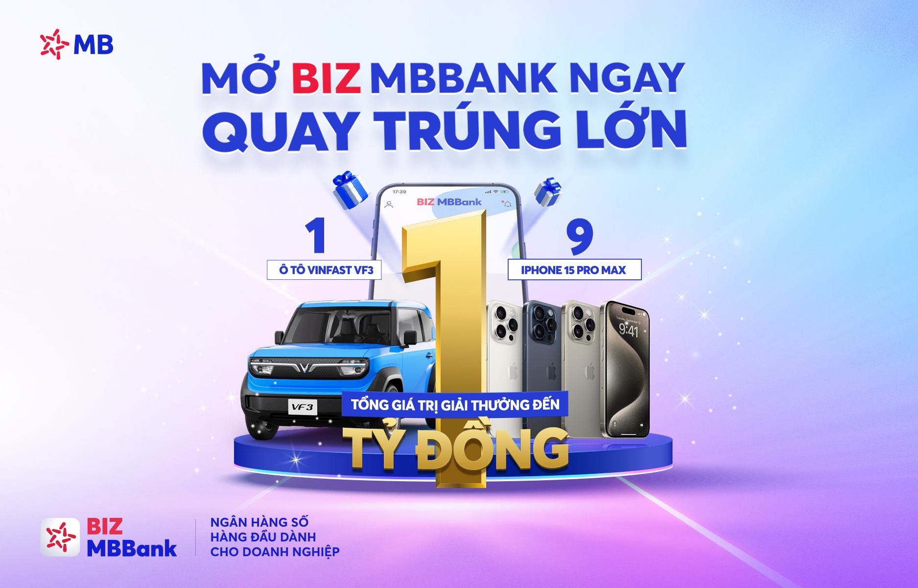 Mở BIZ MBBank ngay – Quay trúng lớn với tổng giá trị giải thưởng đến 1 tỷ đồng