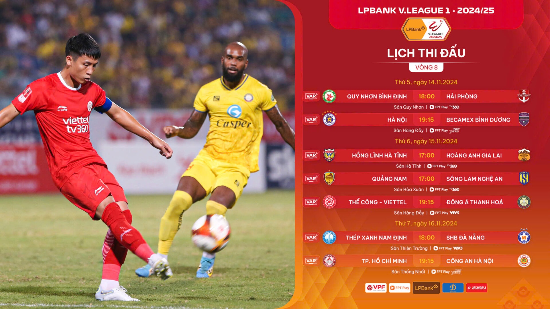 Trước vòng 8 LPBank V.League 1-2024/25: Cuộc đua top đầu ngày càng nóng bỏng