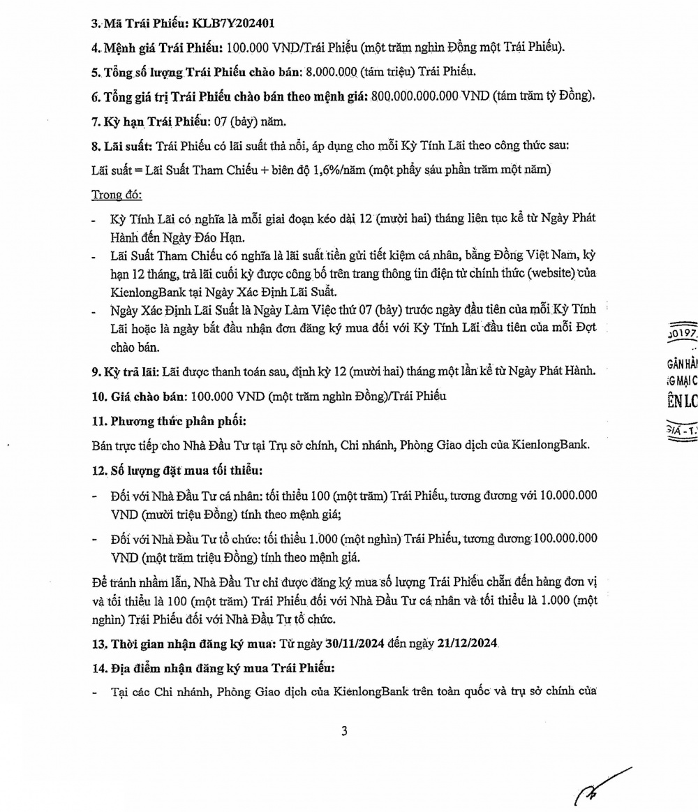 Kienlongbank chào bán trái phiếu ra công chúng đợt 1