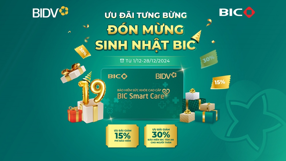 Ưu đãi 15% phí bảo hiểm sức khỏe cao cấp BIC Smart Care