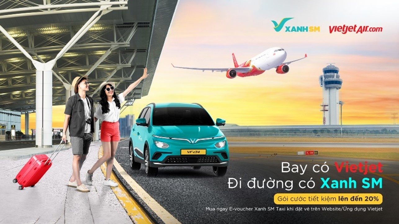 Vietjet hợp tác cùng taxi Xanh SM ra mắt dịch vụ "đón sân bay"