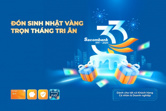 Sacombank chi hơn 33 tỷ đồng tri ân khách hàng mừng sinh nhật 33 tuổi