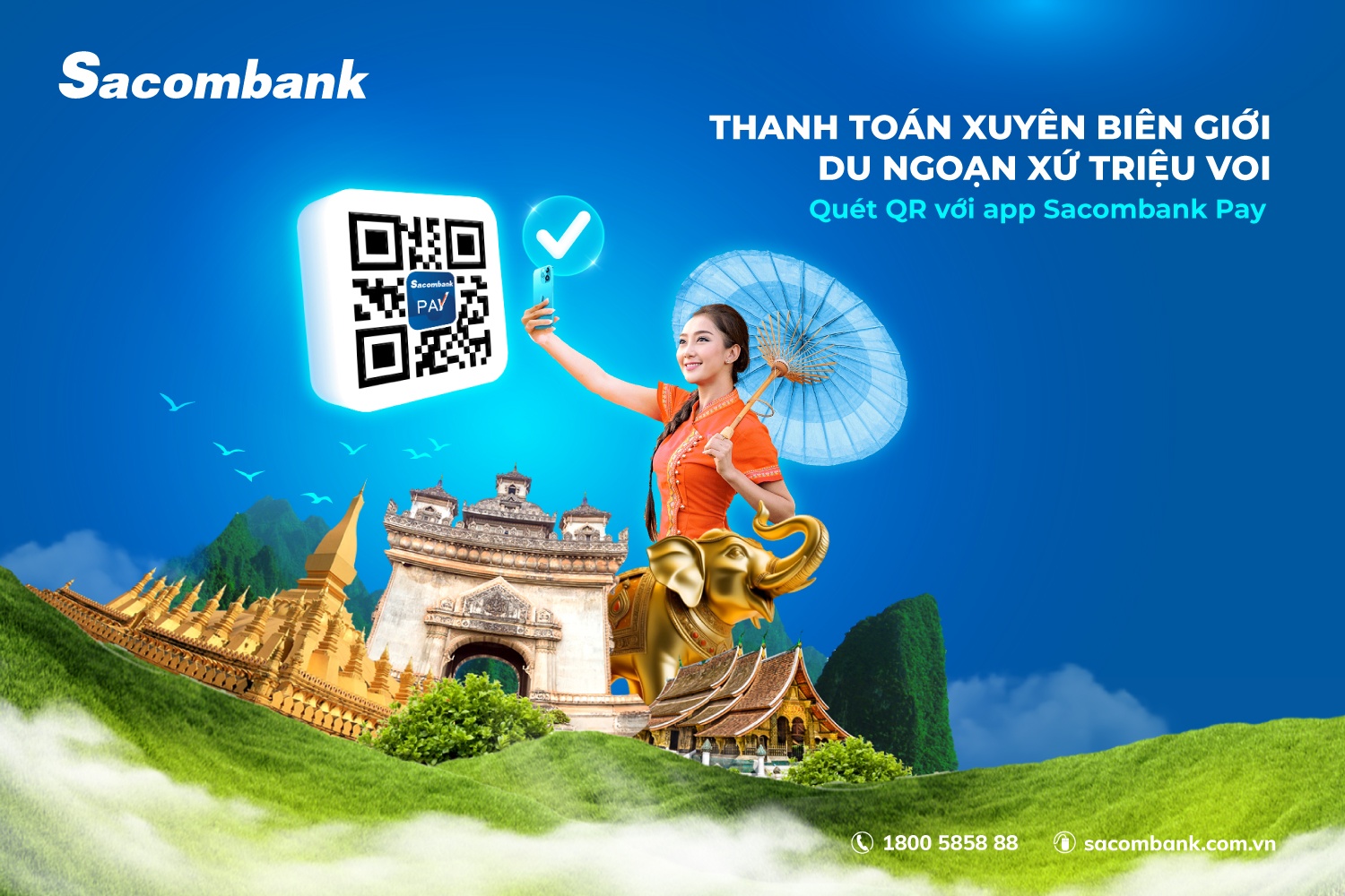 Sacombank tiếp tục mở rộng thanh toán xuyên biên giới, kết nối thanh toán QR Code tại Lào