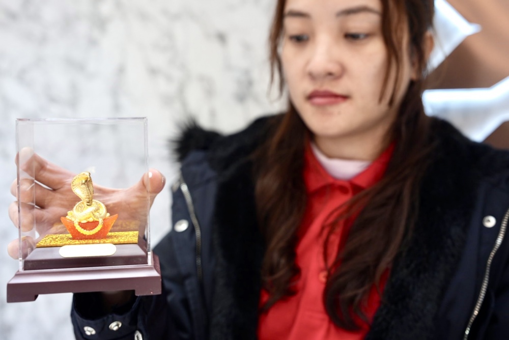Linh vật con rắn tại của hàng Doji