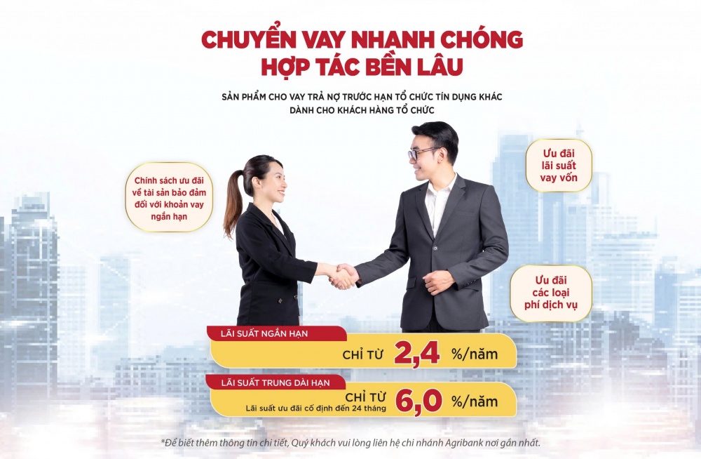 Agribank tiếp tục hỗ trợ khách hàng vay trả nợ trước hạn TCTD khác với lãi suất ưu đãi