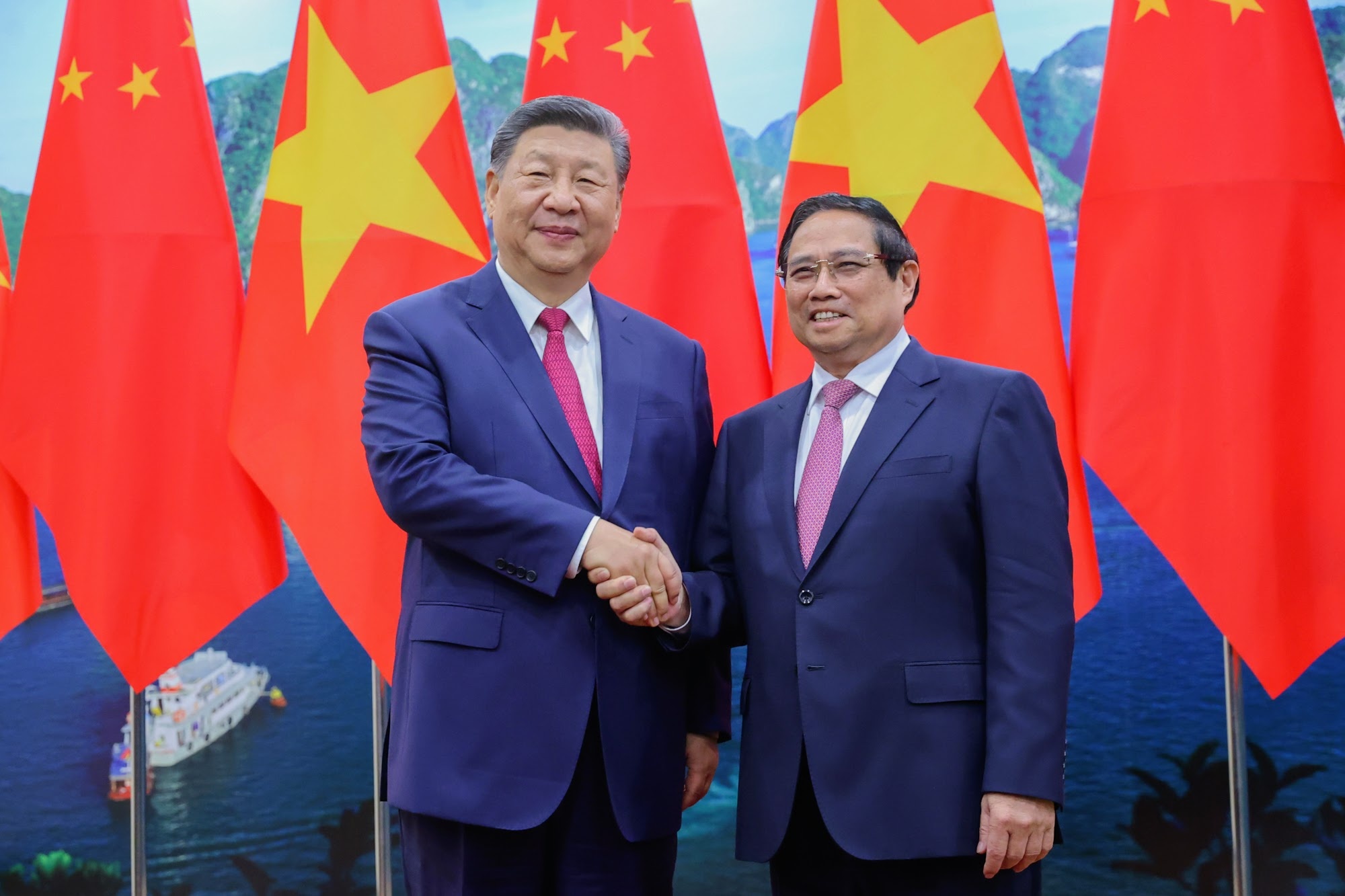 Thủ tướng Phạm Minh Chính và Tổng Bí thư, Chủ tịch nước Trung Quốc Tập Cận Bình - Ảnh: VGP/Nhật Bắc
