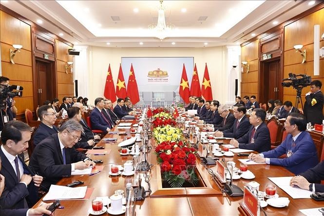 Chủ tịch Quốc hội Trần Thanh Mẫn hội kiến Tổng Bí thư, Chủ tịch nước Trung Quốc Tập Cận Bình - Ảnh: TTXVN