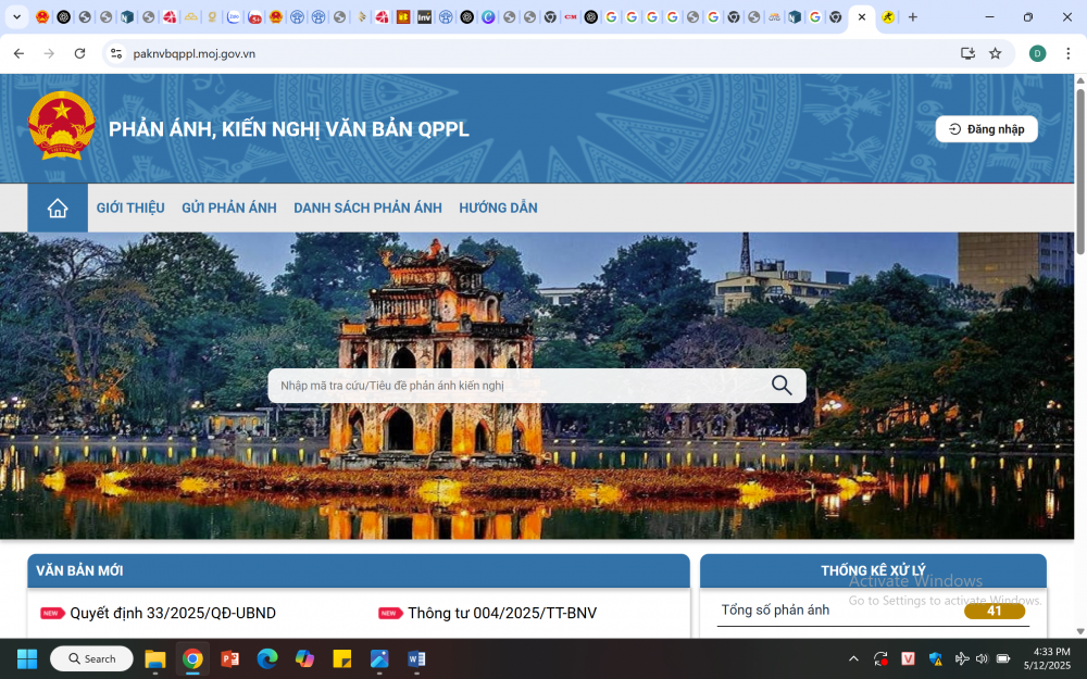 Vận hành thử nghiệm hệ thống tiếp nhận phản ánh về văn bản quy phạm pháp luật