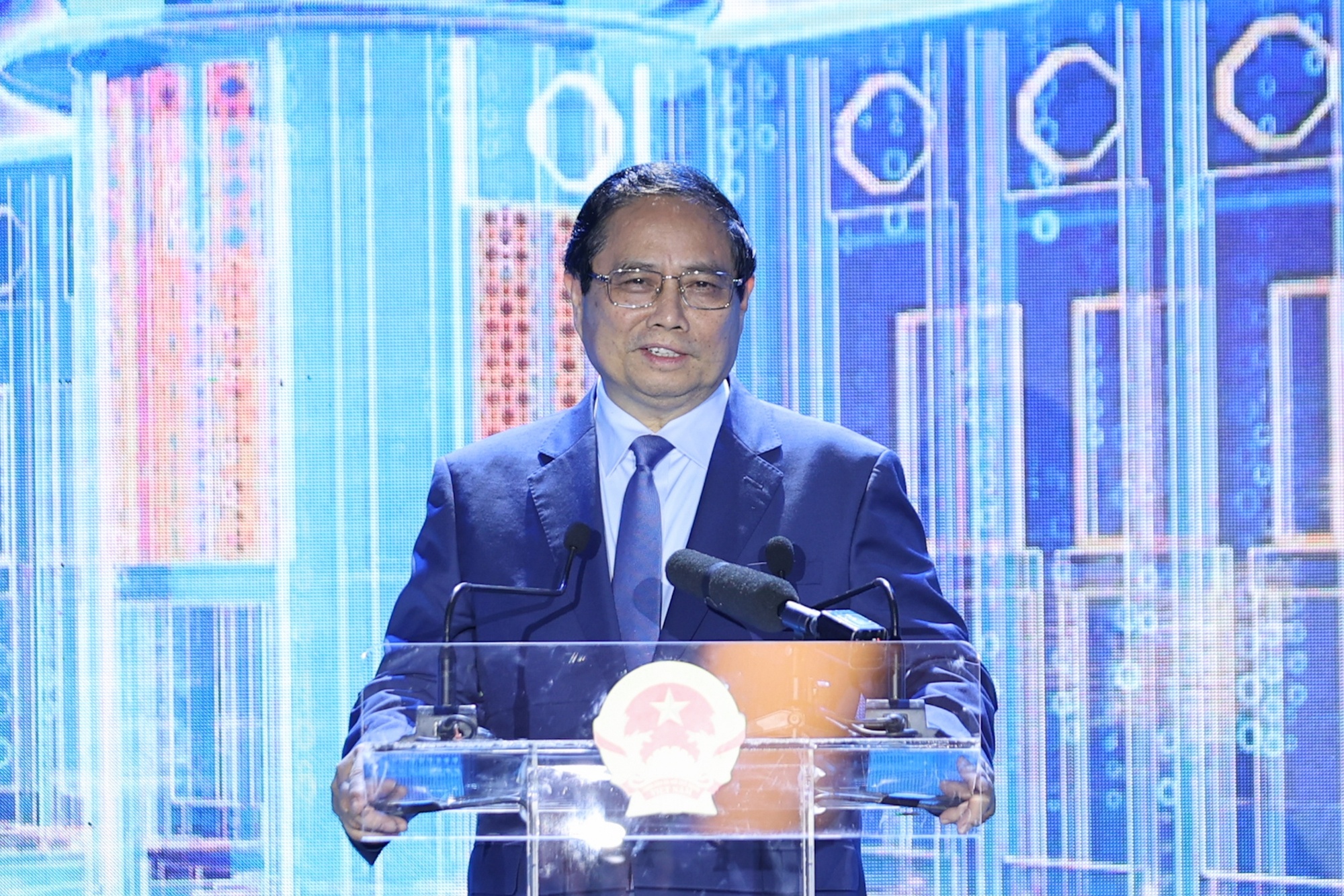 Thủ tướng Chính phủ Phạm Minh Chính phát biểu tại Sự kiện Chuyển đổi số ngành Ngân hàng năm 2025 - Ảnh: VGP Thủ tướng Chính phủ Phạm Minh Chính phát biểu tại Sự kiện Chuyển đổi số ngành Ngân hàng năm 2025 - Ảnh: VGP