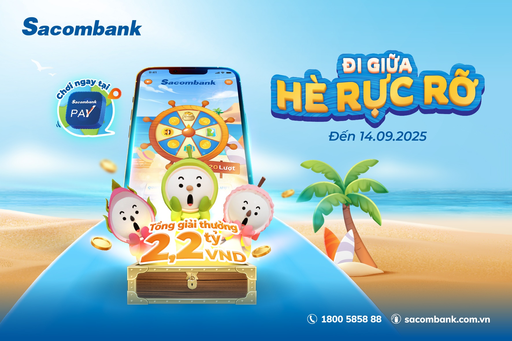 Vòng quay may mắn hơn 2,2 tỷ đồng chờ đón người dùng Sacombank Pay trong mùa hè 2025