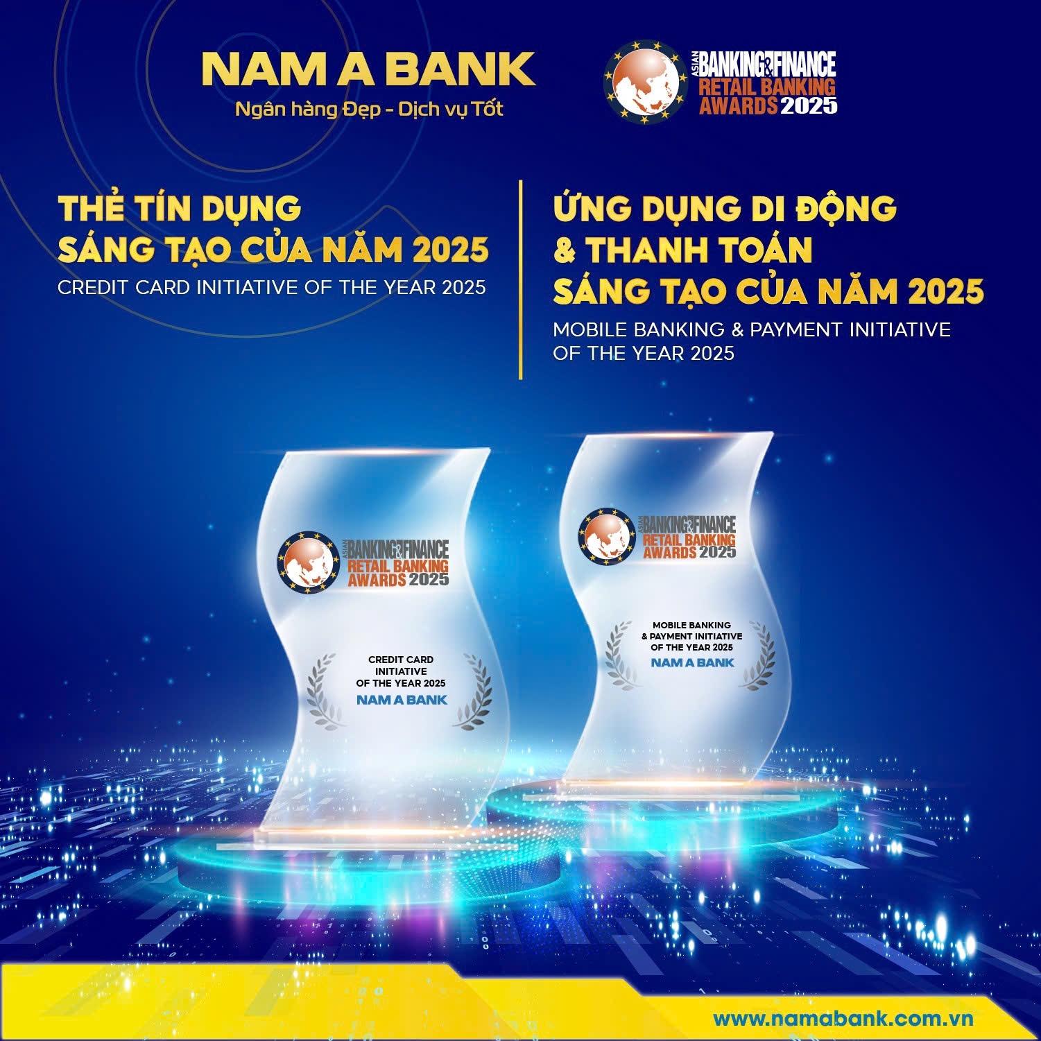 Nam A Bank nhận cú đúp giải thưởng quốc tế Nam A Bank nhận cú đúp giải thưởng quốc tế
