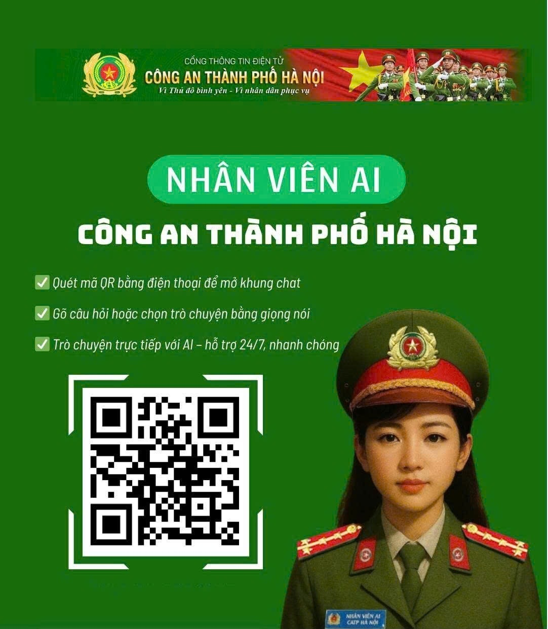 Công an Hà Nội ra mắt Người dân Hà Nội có thể tố giác tội phạm, tra cứu thủ tục qua trợ lý ảo